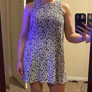 White over blue lace dress
